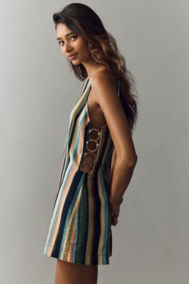 By Anthropologie Linen Blend Cutout Romper