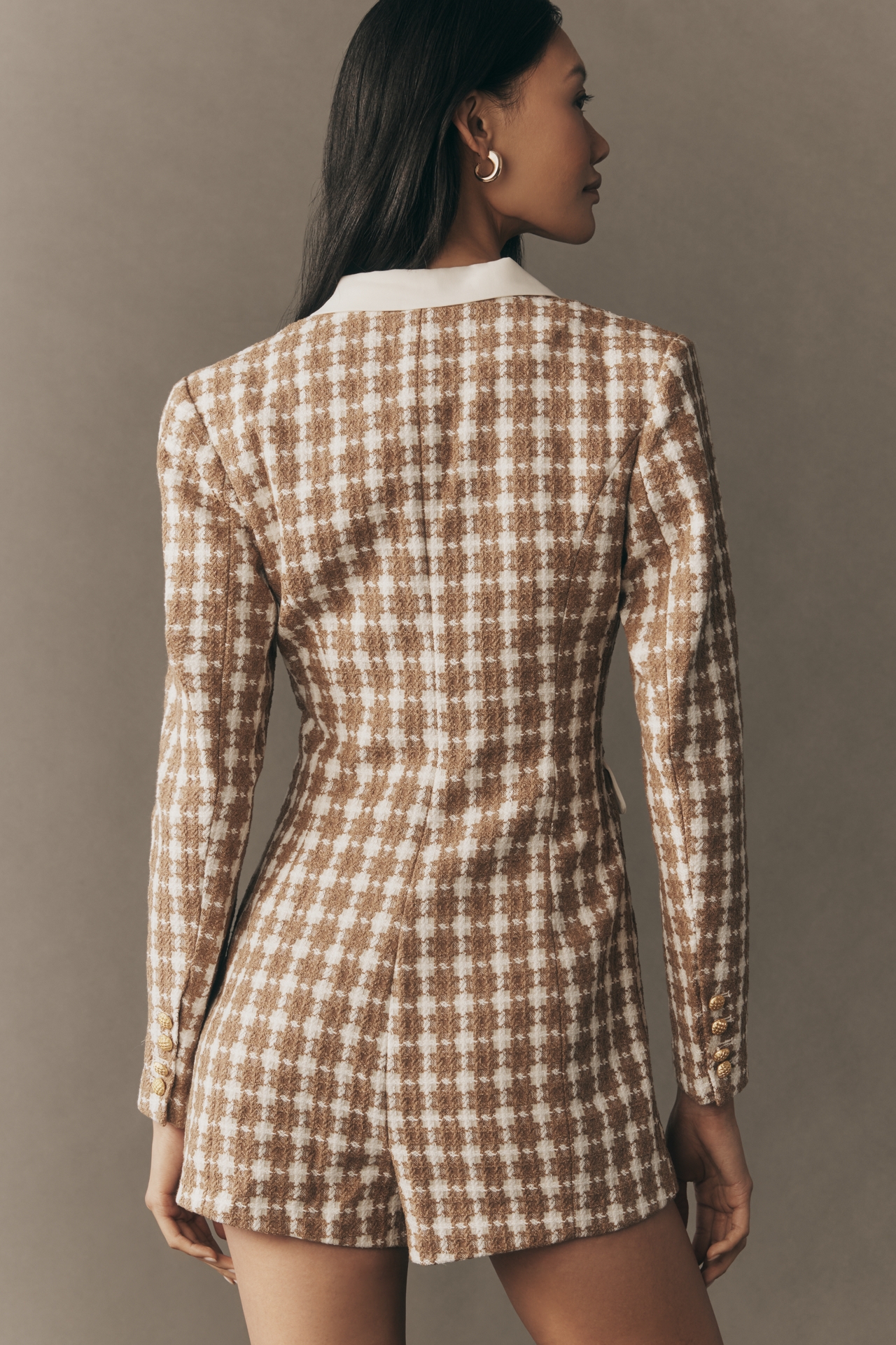 Endless Rose Long-Sleeve Tweed Blazer Romper