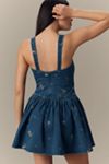 Avec Les Filles Sweetheart Drop-Waist Denim Mini Dress