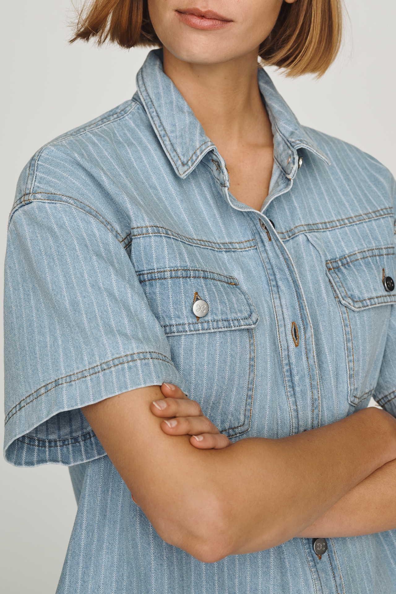Maeve Cotton Denim Buttondown Romper