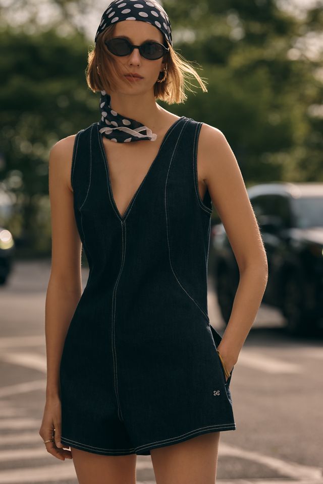 Maeve Sleeveless Denim Romper #1