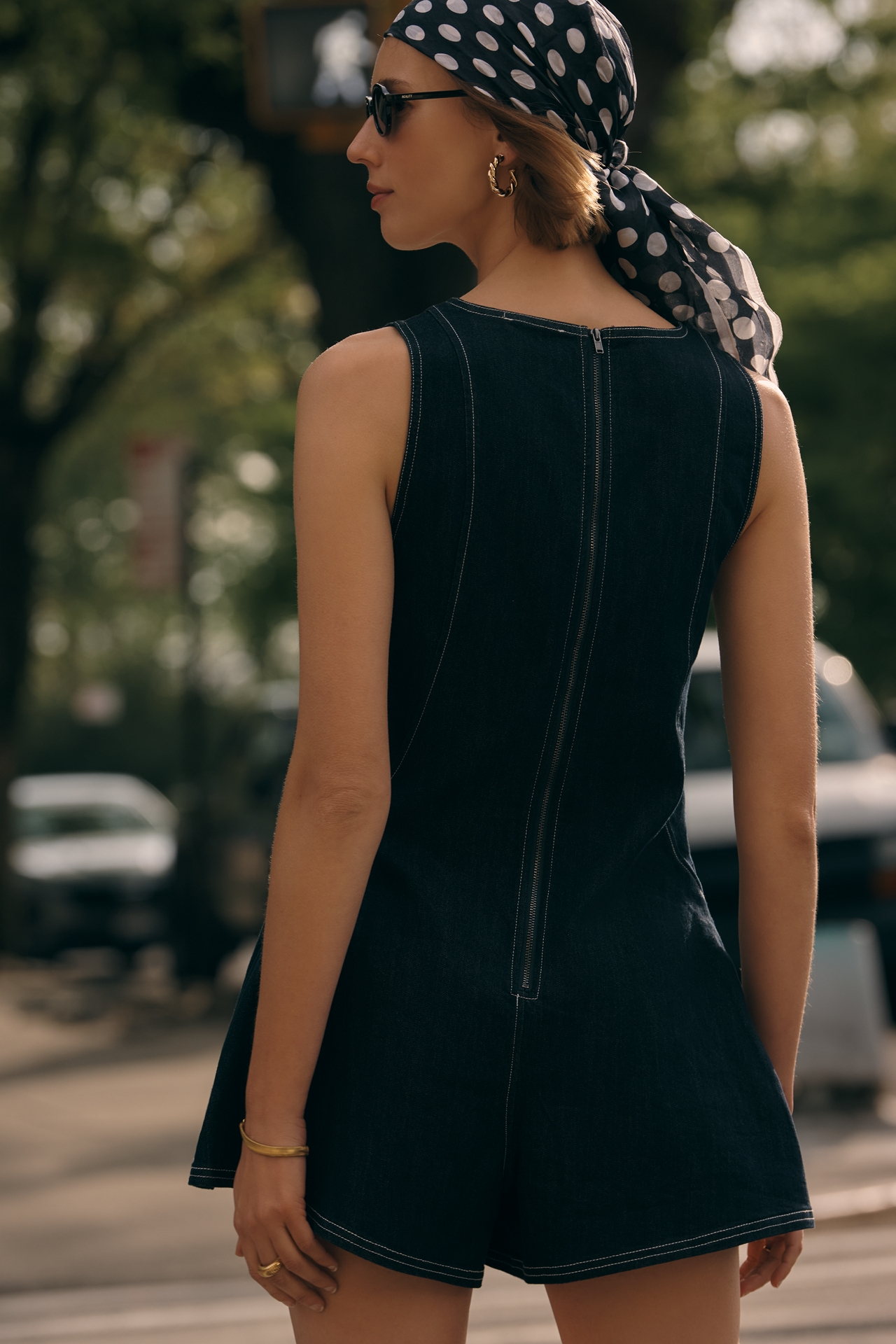 Maeve Sleeveless Denim Romper