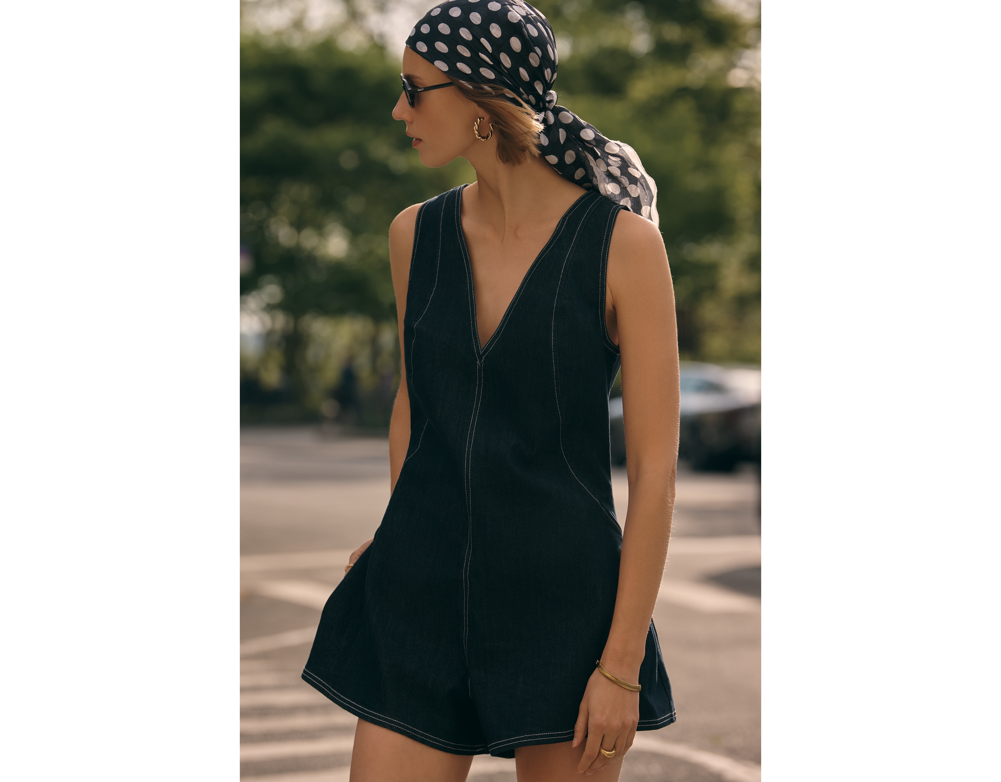 Maeve Sleeveless Denim Romper