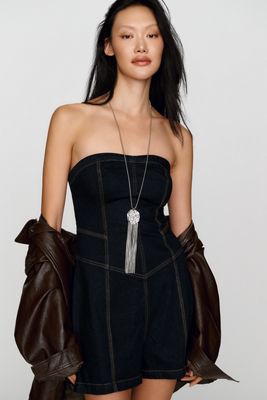 Pilcro Denim Strapless Romper