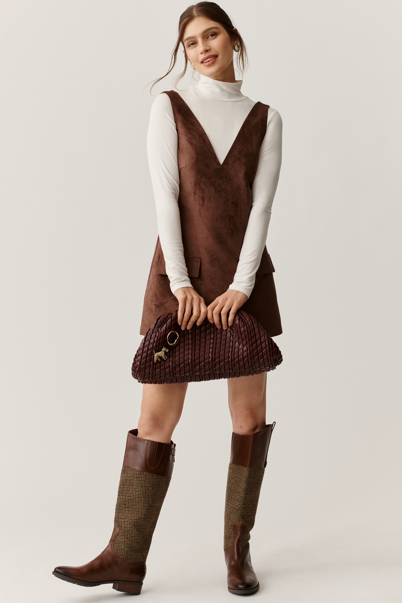 Mare Faux-Suede Sleeveless V-Neck Romper