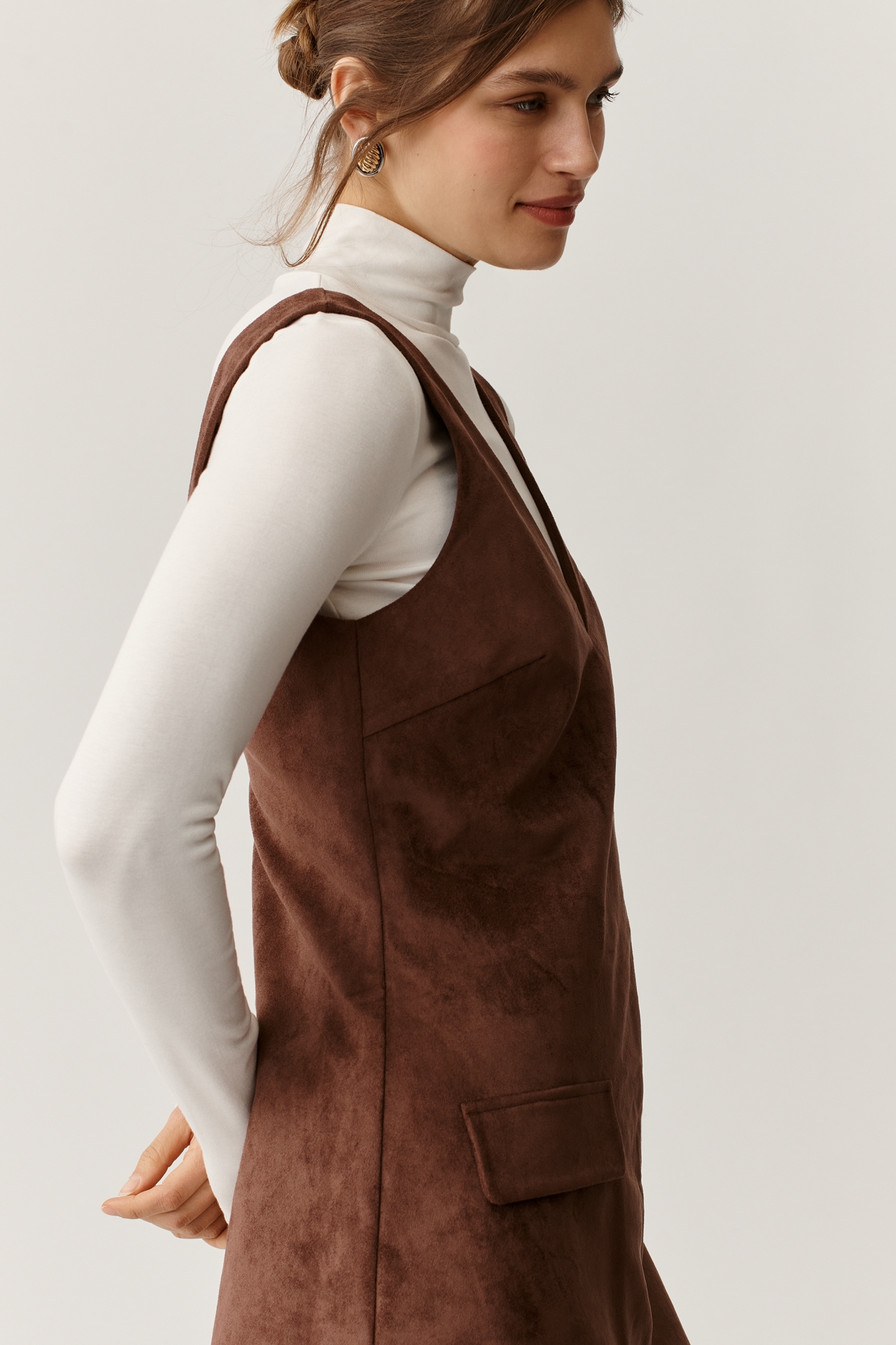 Mare Faux-Suede Sleeveless V-Neck Romper