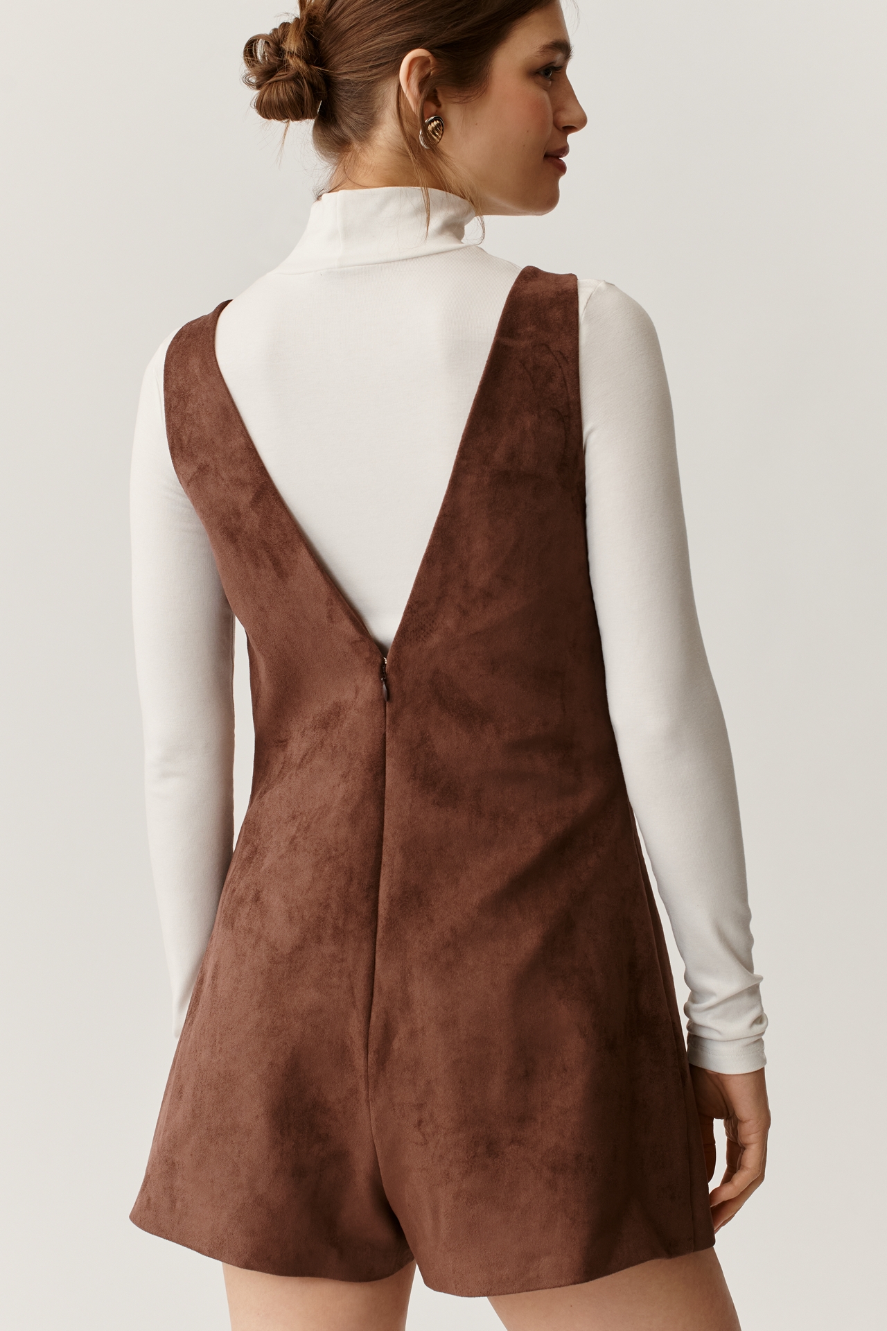 Mare Faux-Suede Sleeveless V-Neck Romper