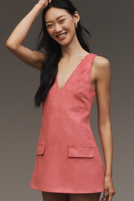 Mare Mare Faux-suede Sleeveless V-neck Playsuit In Pink