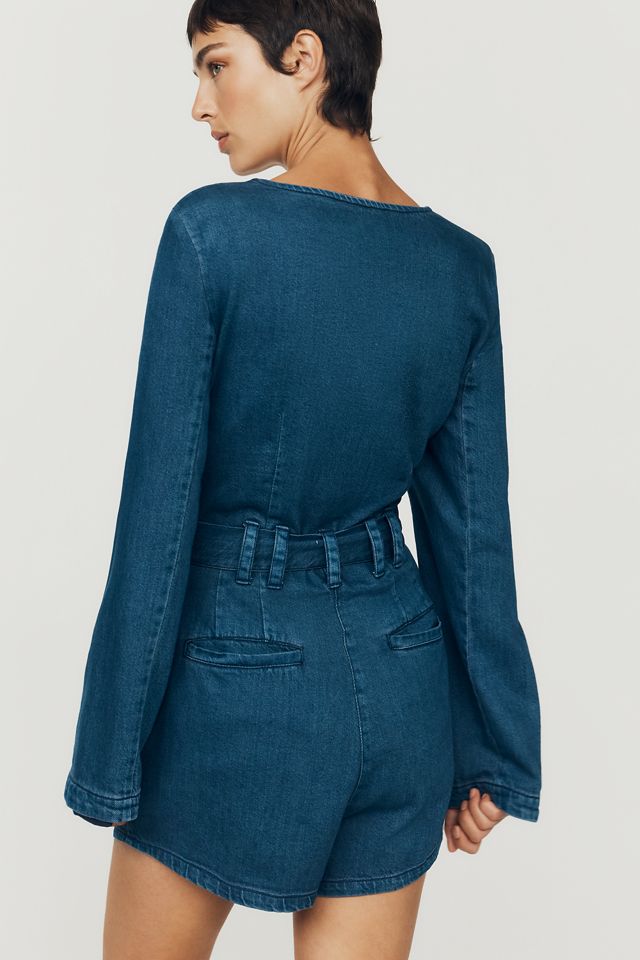 By Anthropologie 100% Baumwolle Maßgeschneiderter Denim-Playsuit #1