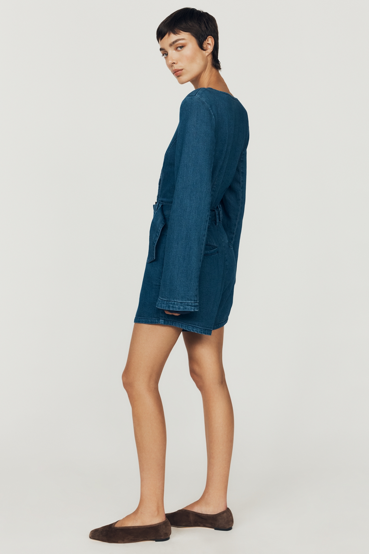 By Anthropologie 100% Cotton Tailored Denim Romper