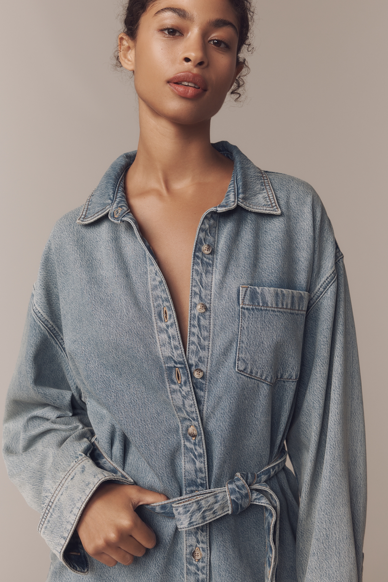 Good American Long-Sleeve Denim Romper