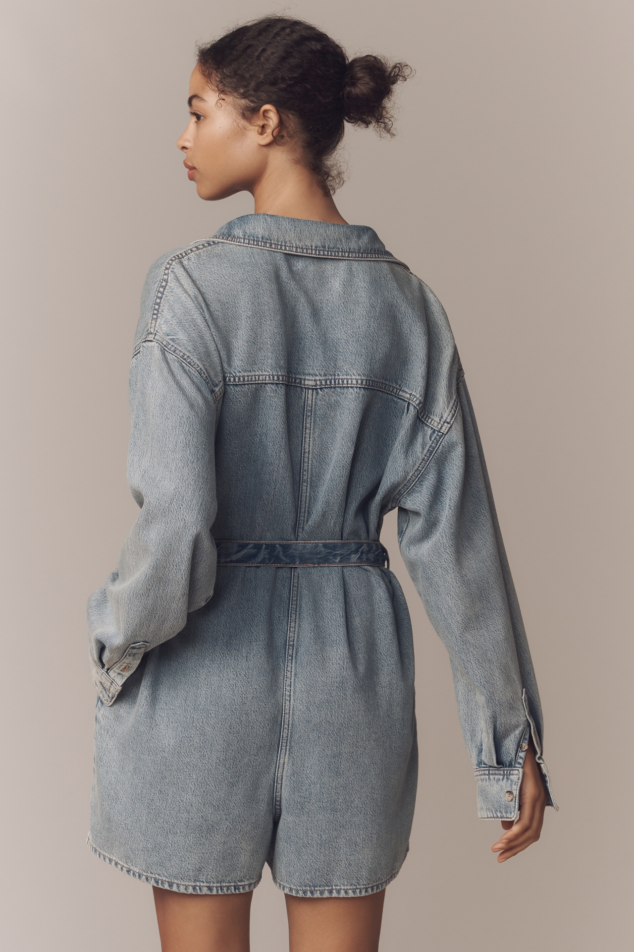 Good American Long-Sleeve Denim Romper