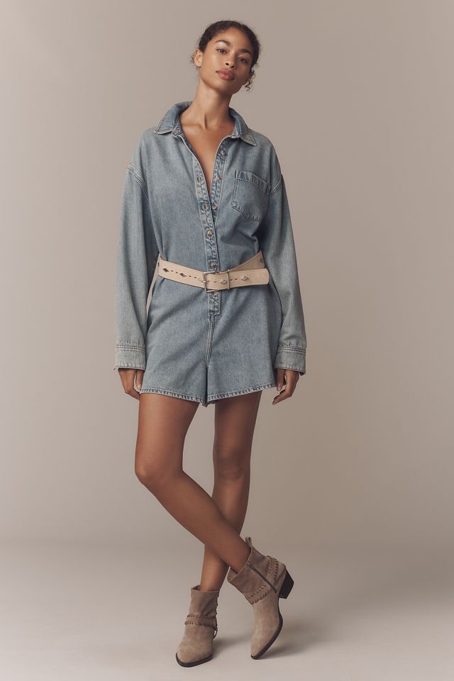 Good American Long-Sleeve Denim Romper #3