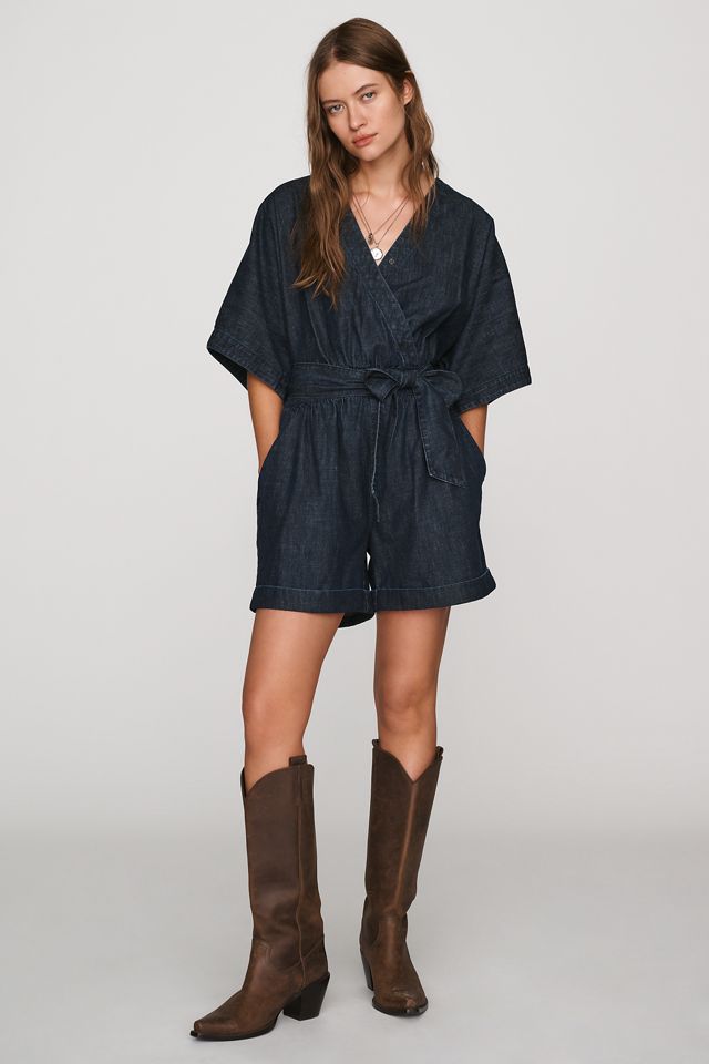 Pilcro 100% Cotton Wrap-Tie Denim Romper #1