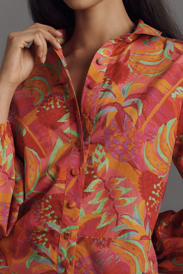 Farm Rio x Anthropologie Long-Sleeve Printed Collared Romper #1