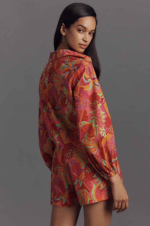 Farm Rio x Anthropologie Long-Sleeve Printed Collared Romper #2
