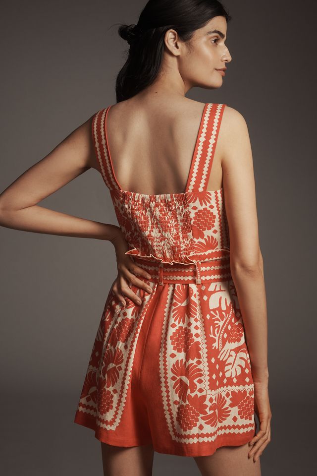 Farm Rio x Anthropologie Linen Blend Tie-Waist Romper #1