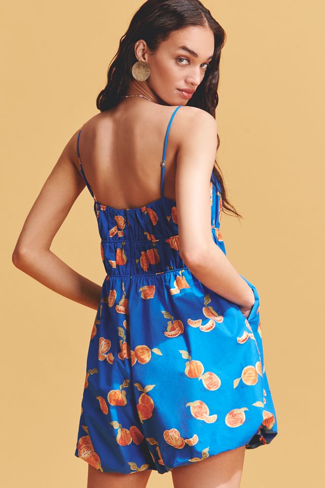 Farm Rio x Anthropologie Orange Printed Smocked Sleeveless Romper #2