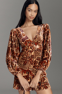 Farm Rio X Anthropologie Long-sleeve Printed Romper In Multi