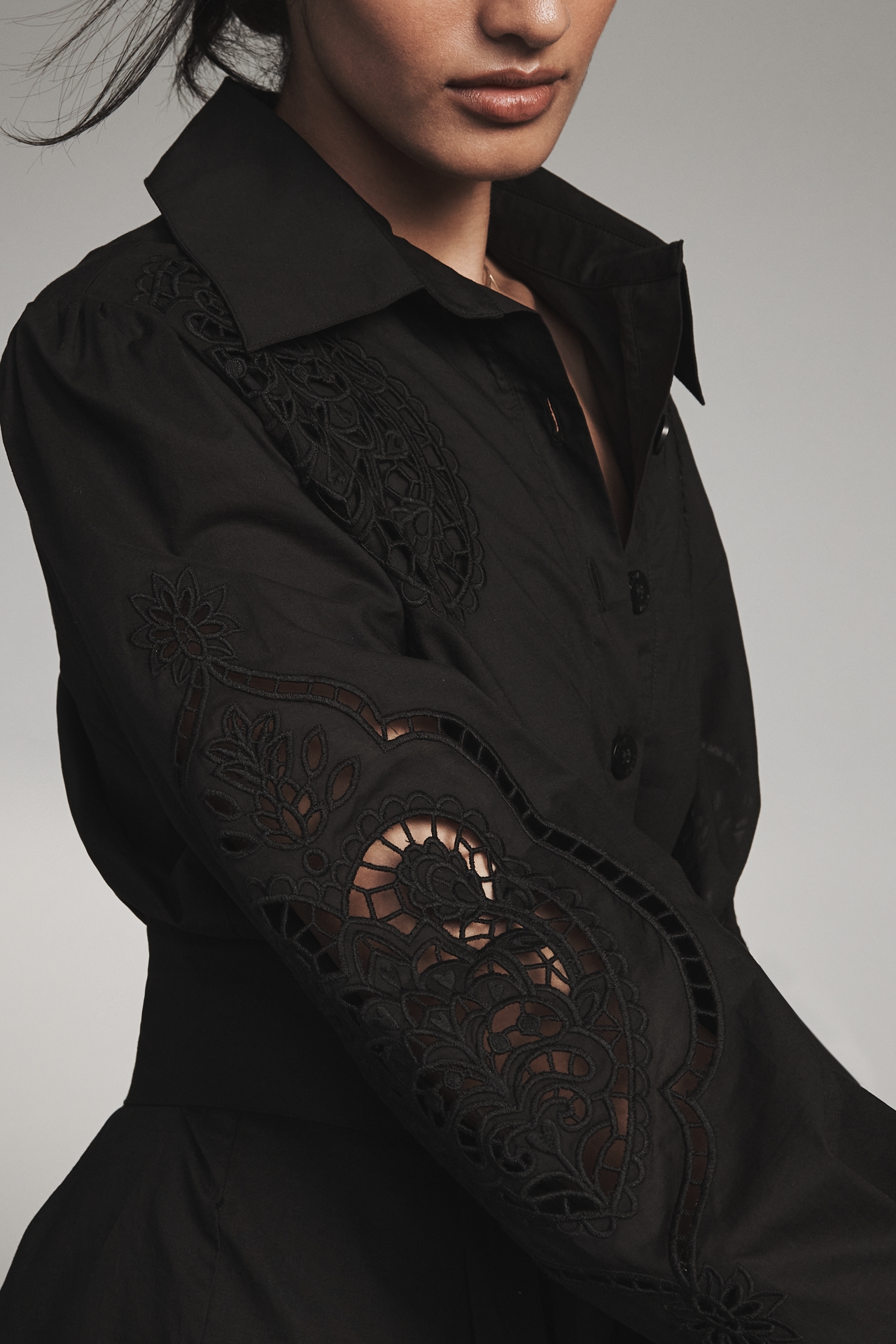 Farm Rio x Anthropologie Long-Sleeve Eyelet Romper