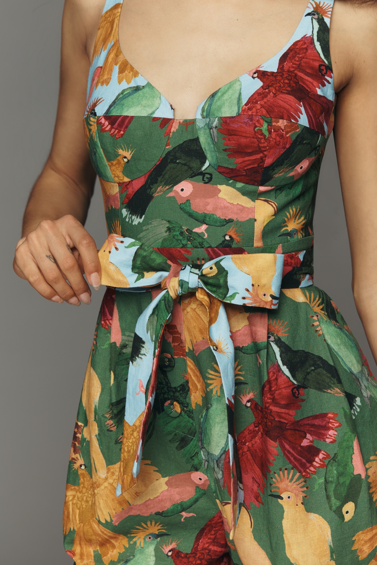 Farm Rio x Anthropologie Printed Tie-Belt Romper