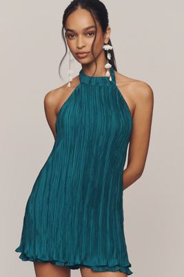By Anthropologie Halter Plissé Playsuit In Multi
