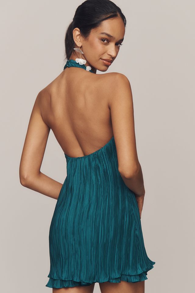 By Anthropologie Halter Plissé Romper #1