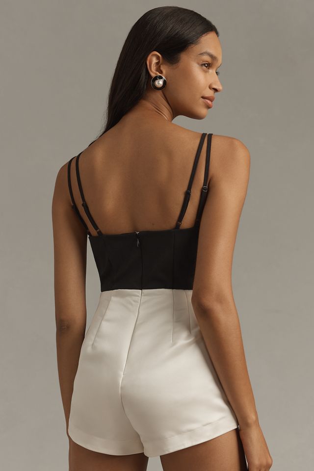 Maeve Sleeveless Deep-V Bow-Front Playsuit #1