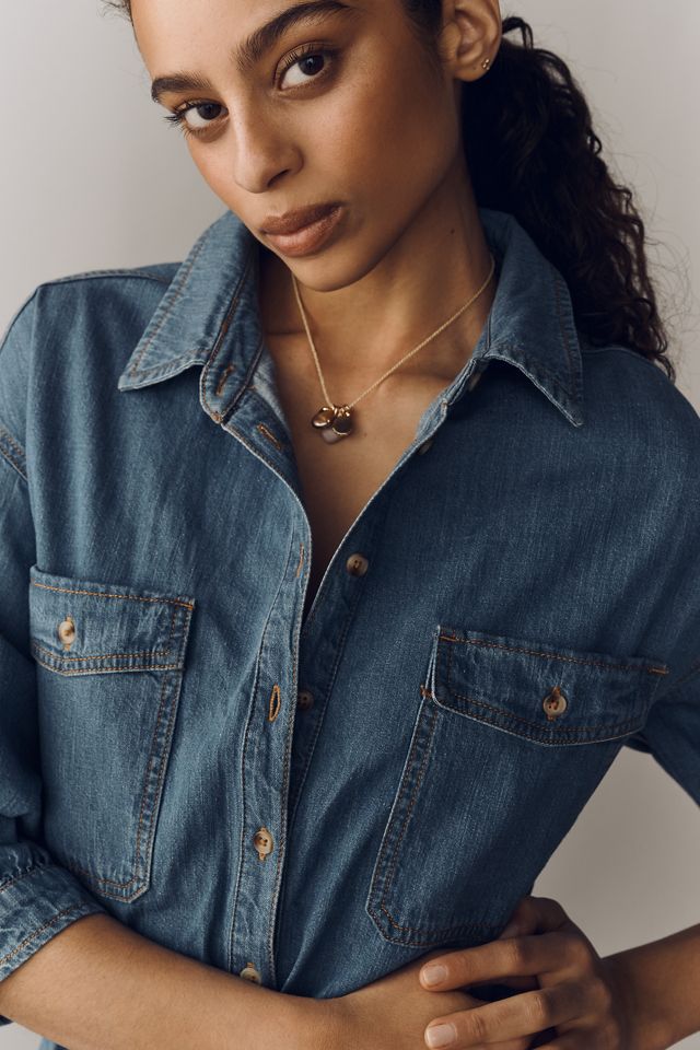 Pilcro Cotton Washed Denim Drawstring Romper #2