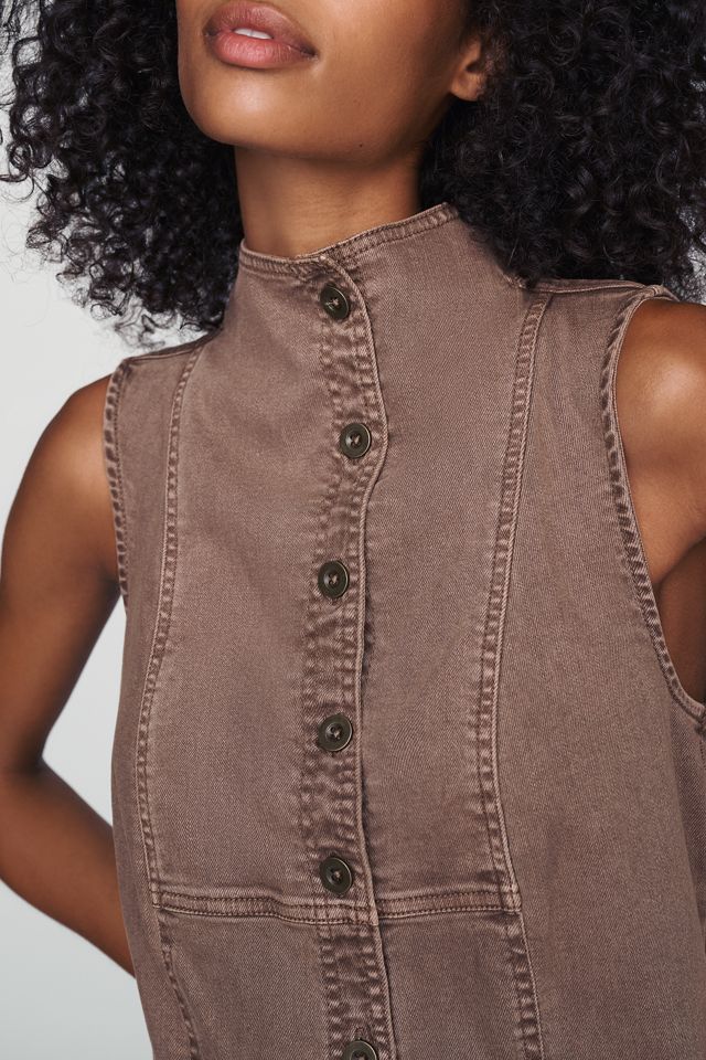 Pilcro Sleeveless Funnel-Neck Denim Romper #3