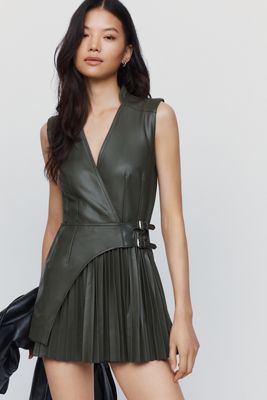 By Anthropologie Faux Leather Wrap Romper