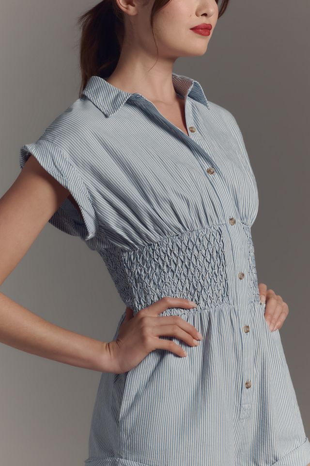 By Anthropologie Button-Front Ruched Playsuit #2