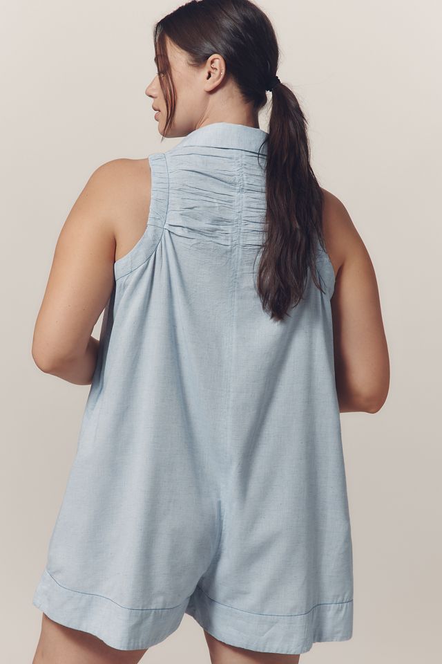 Maeve Sleeveless Shirred Linen Blend Romper #5