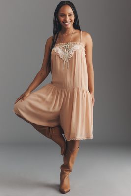 By Anthropologie Lace Square-Neck Romper