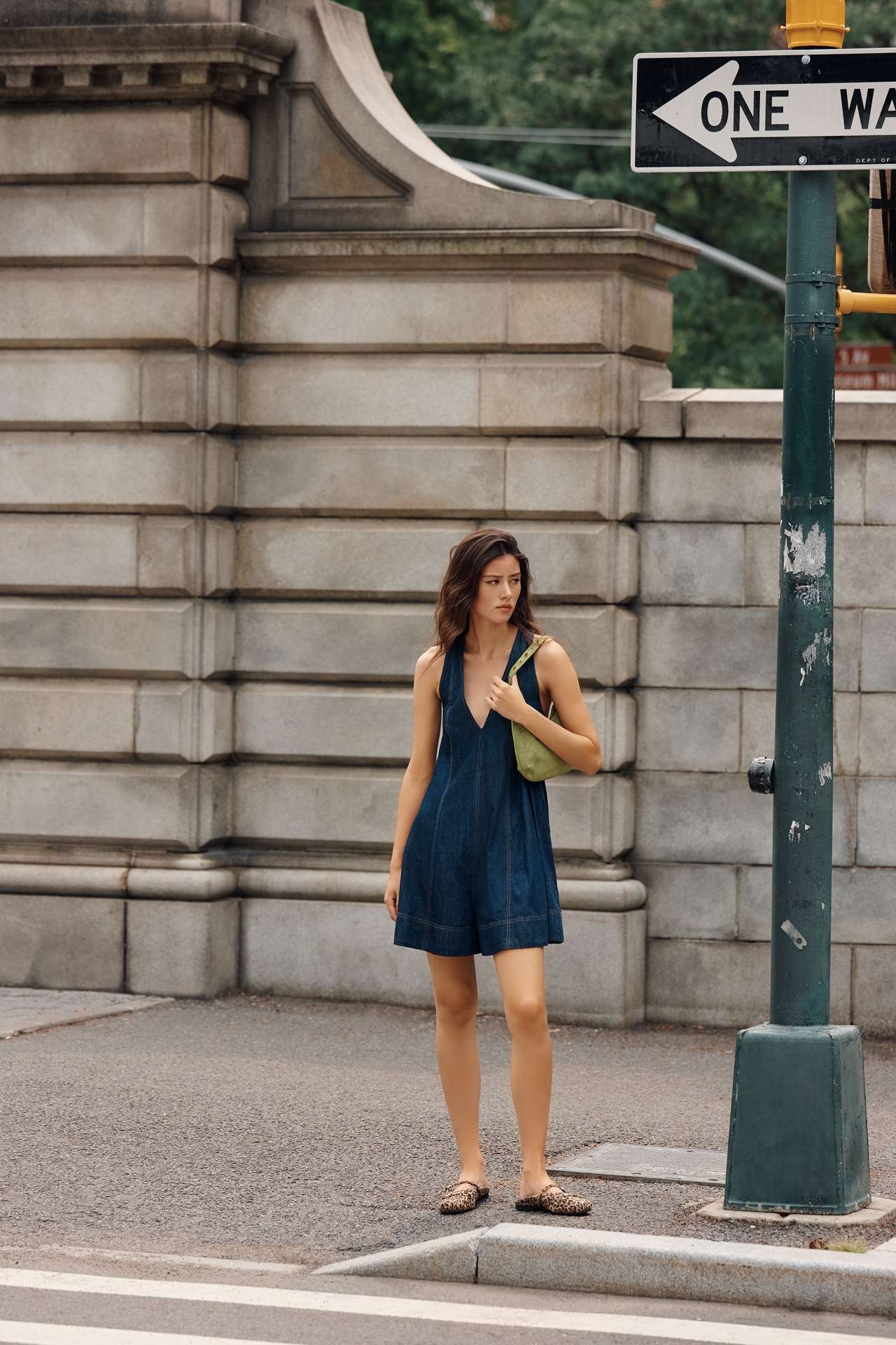 Maeve Denim Sleeveless Swing Romper
