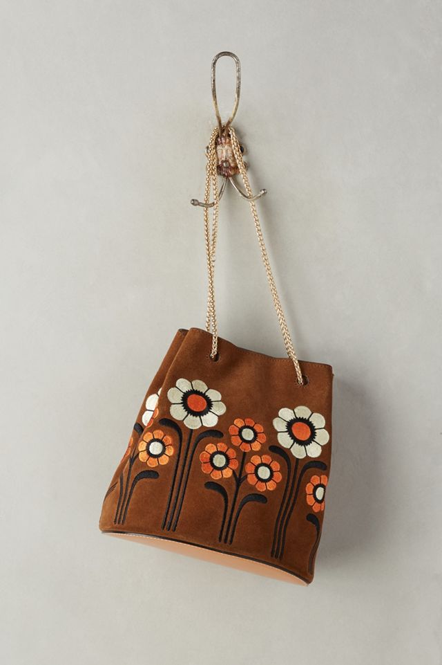 Embroidered Florals Bucket Bag