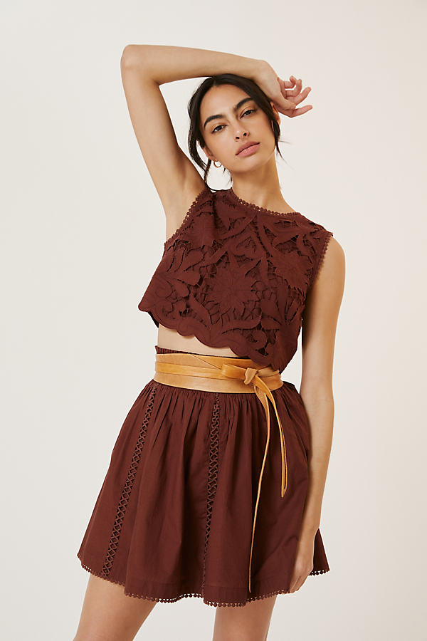 Lace Shell Top and Skirt Set