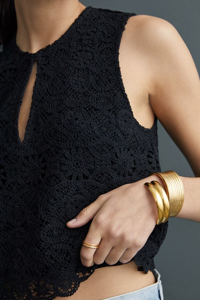 Maeve Solid Eyelet Crochet Top #1