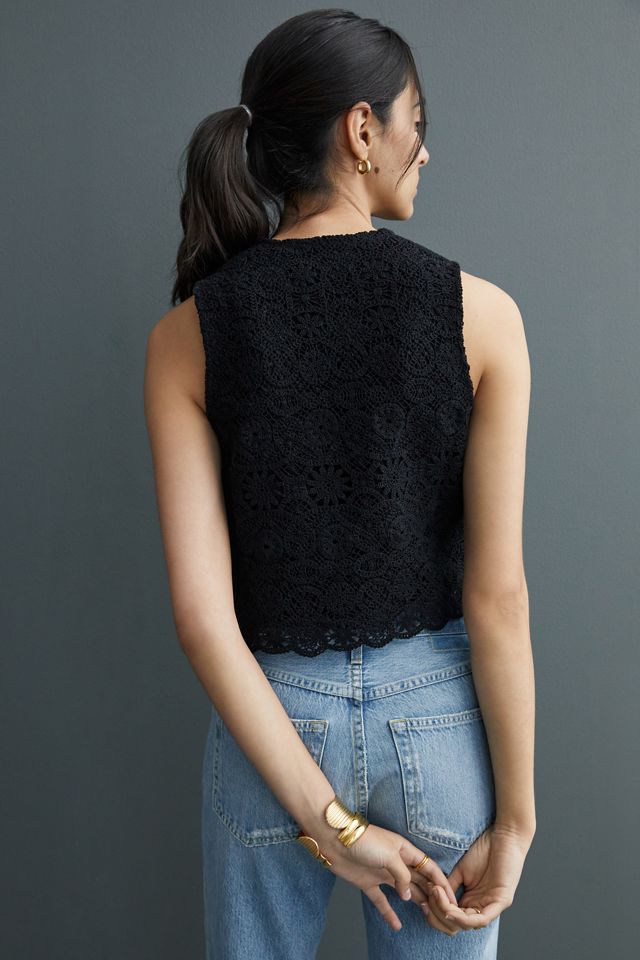 Maeve Solid Eyelet Crochet Top #3