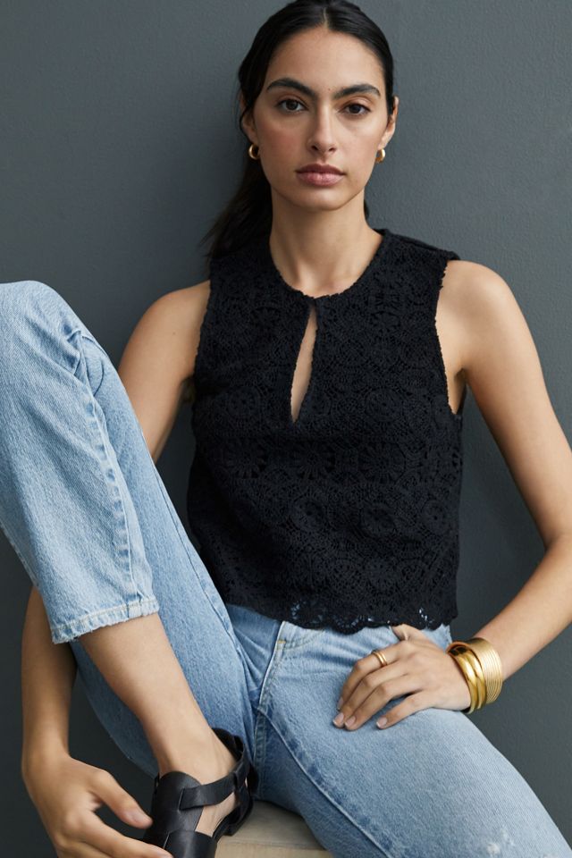 Maeve Solid Eyelet Crochet Top #2