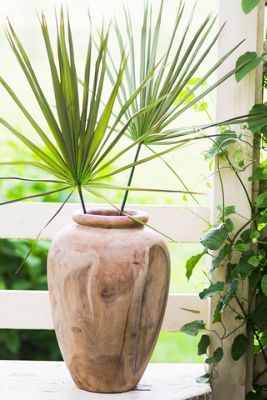 Carved Teak Urn