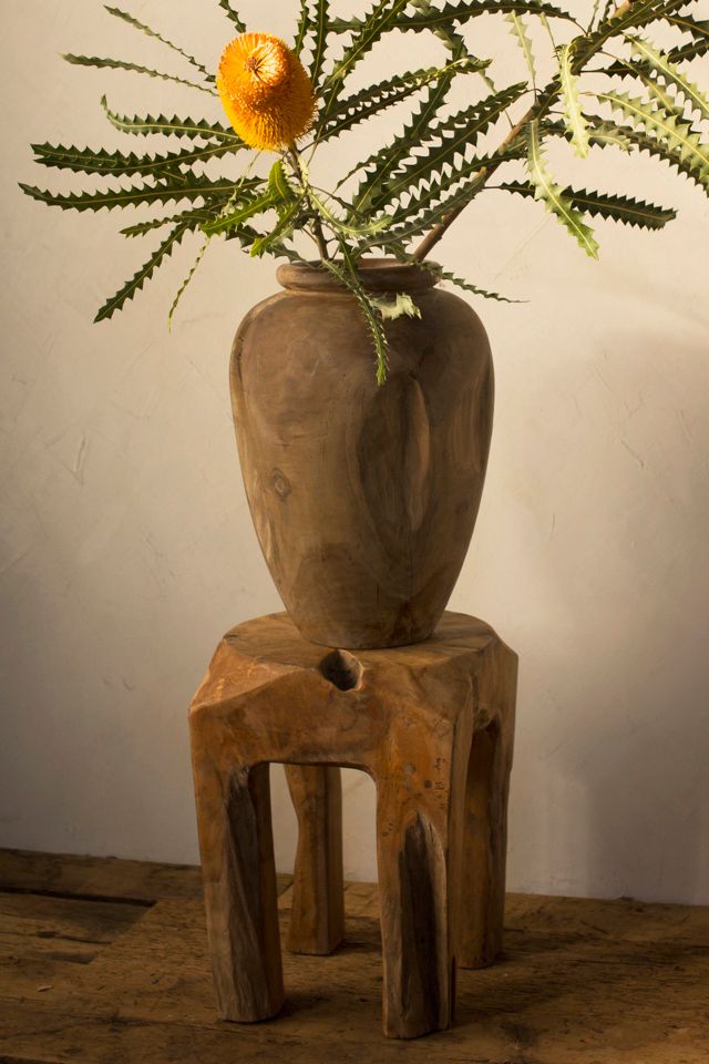 Carved Teak Urn #1