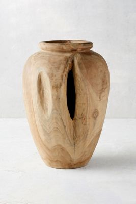 Carved Teak Urn