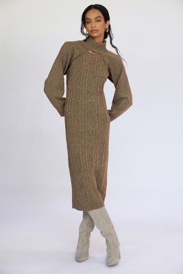 Cable-Knit Midi Sweater Dress Set ...