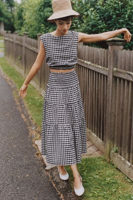 Gingham skirt long hotsell