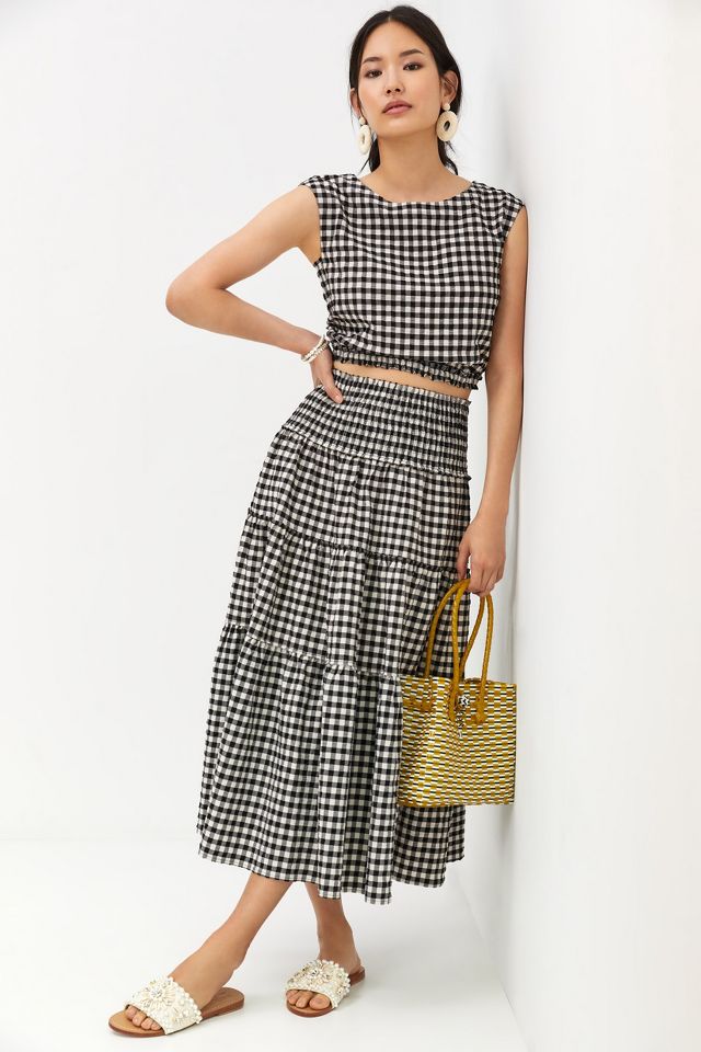 Gingham discount skirt set