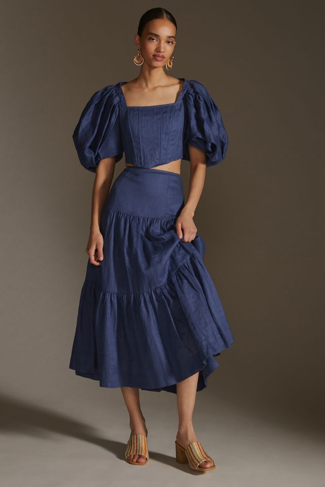 aureta denim dress Aureta. Denim Elke Maxi Dress in Denim