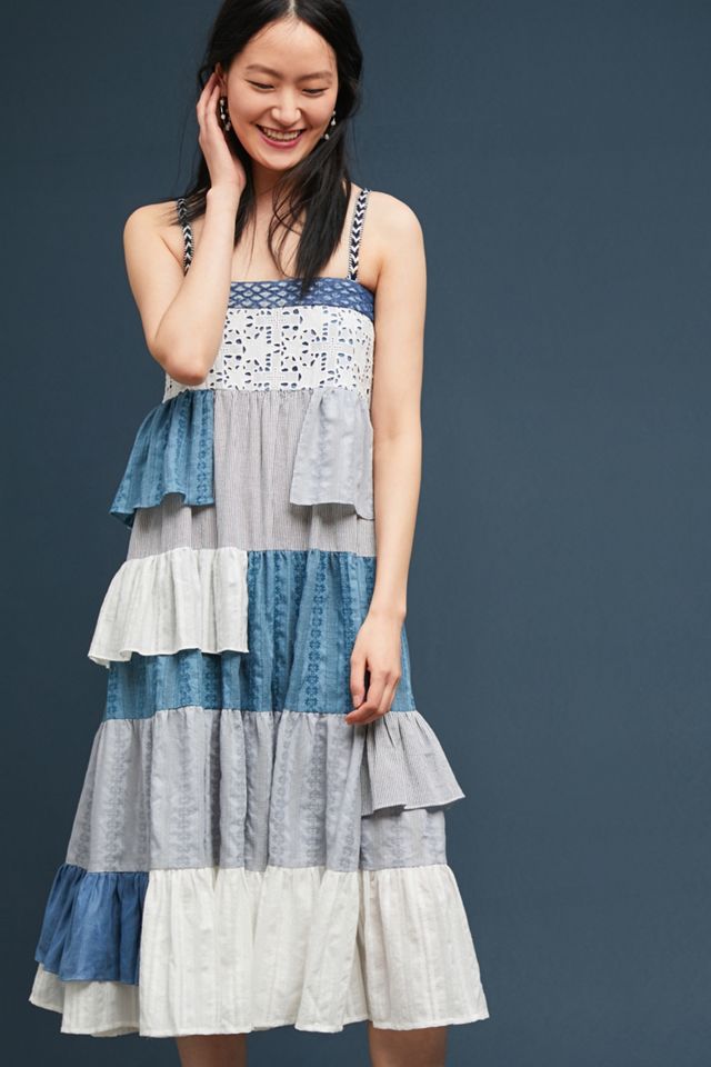 Tiered Patchwork Midi Dress | Anthropologie
