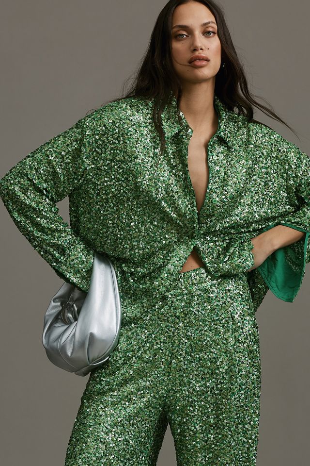 Essentiel Antwerp Sequin Buttondown Shirt | Anthropologie