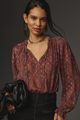 Paige Fia Printed V-neck Blouse In Multicolor